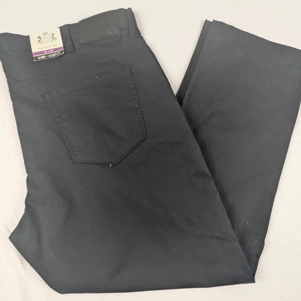 English Laundry Mens 5 PKT with Benefits Pants Black 40x29 Straight Leg Chino
